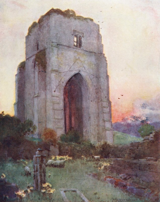 Região dos lagos: Abadia de Shap (litografia a cores) de Alfred Heaton Cooper