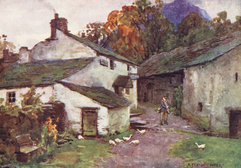 Região dos Lagos: The Old Post Office, Loweswater (litografia a cores) de Alfred Heaton Cooper