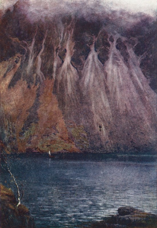 Região dos lagos: Wastwater Screes (litografia a cores) de Alfred Heaton Cooper