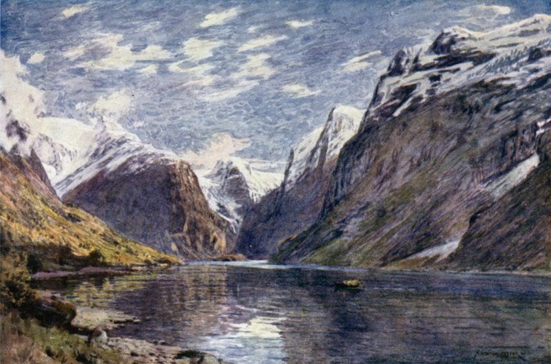 Água Loen e Geleira, Fiorde Norte de Alfred Heaton Cooper