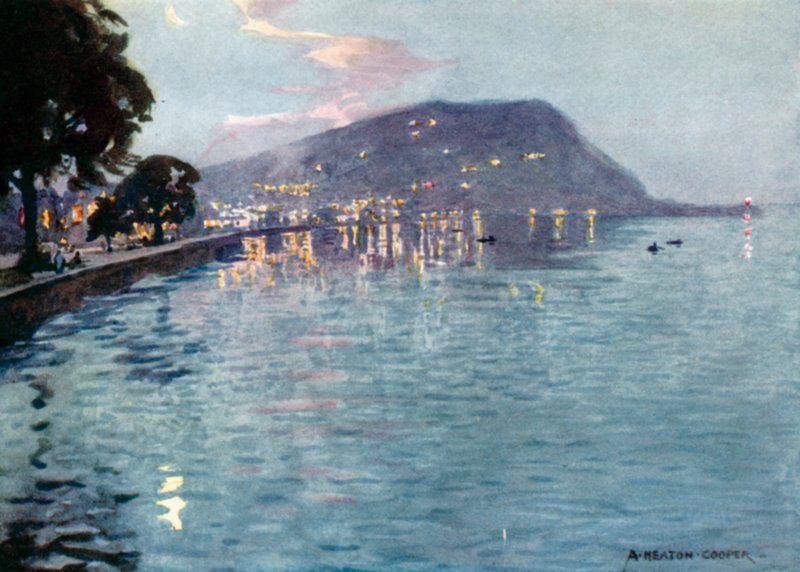 Minehead by Moonlight (cor litho) de Alfred Heaton Cooper
