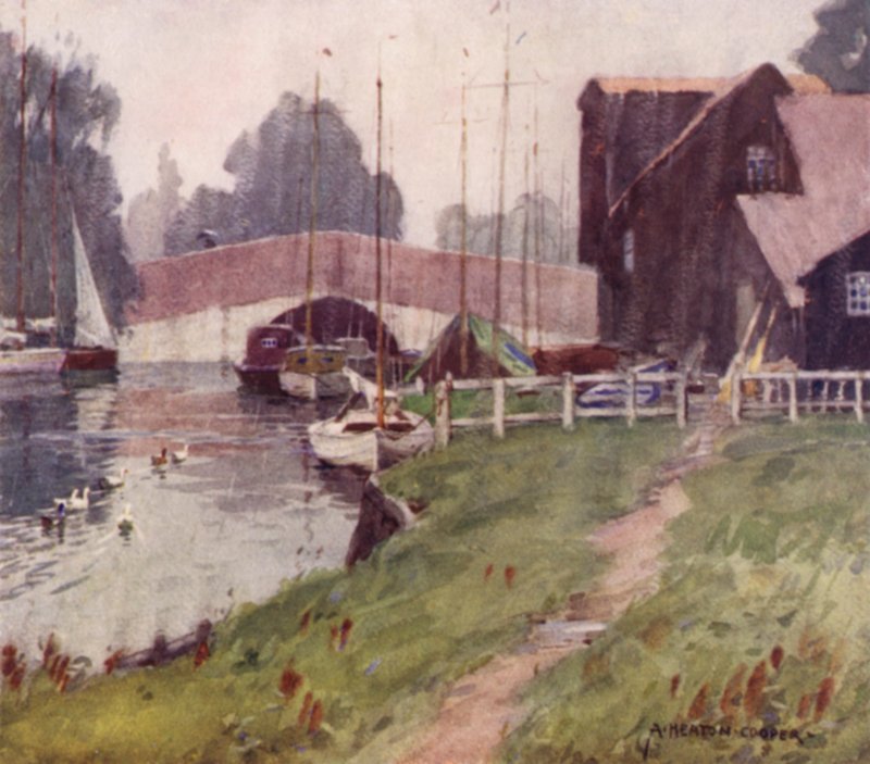 Wroxham Bridge, Norfolk, um dia chuvoso de Alfred Heaton Cooper
