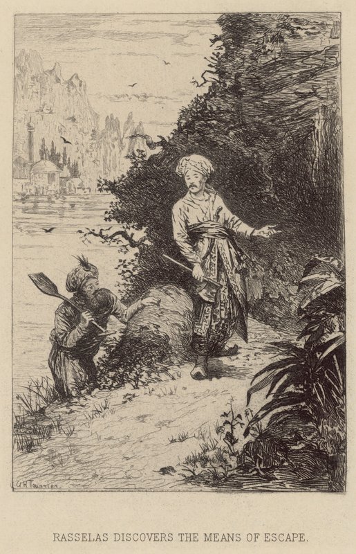 Rasselas descobre os meios de fuga (gravura) de Alfred Holst Tourrier