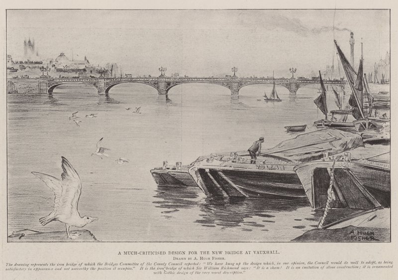 Um projeto muito criticado pela nova ponte em Vauxhall de Alfred Hugh Fisher