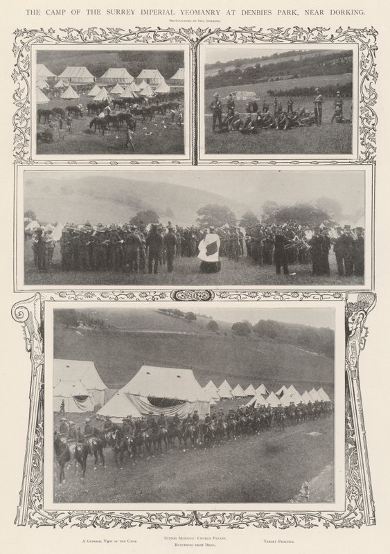 O Acampamento do Yeomanry Imperial de Surrey no Denbies Park, perto de Dorking de Alfred Hugh Fisher