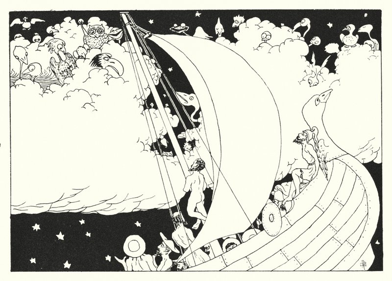 A Verdadeira História de Lucian: A Terra das Nuvens e dos Cucos (gravura) de Alfred Payne Garnett