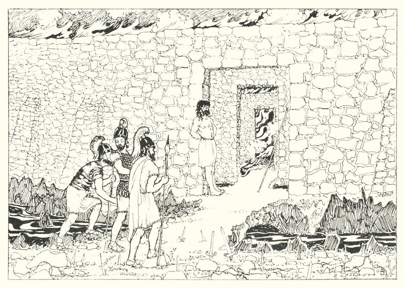 A Verdadeira História de Lucian: Entrada da Ilha do Tormento (gravura) de Alfred Payne Garnett