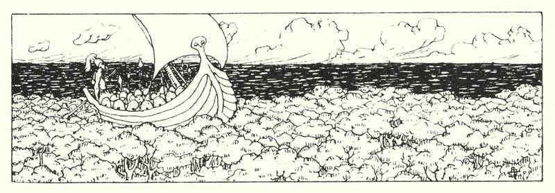 A Verdadeira História de Lucian: Navegando nas copas das árvores (gravura) de Alfred Payne Garnett