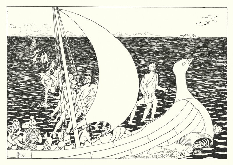A Verdadeira História de Lucian: Os Homens de Pés de Cortiça (gravura) de Alfred Payne Garnett