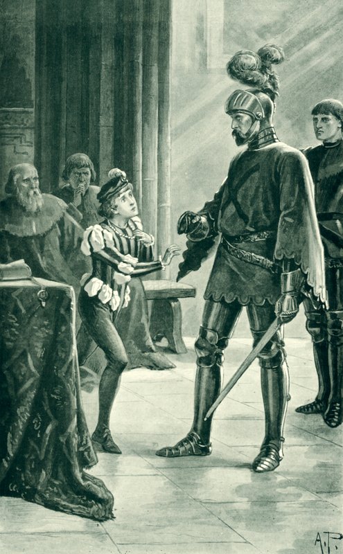 Almirante Sir Andrew Wood e James IV, ilustração de "Uma História do Povo Escocês" por Thomas Thomson de Alfred Pearse