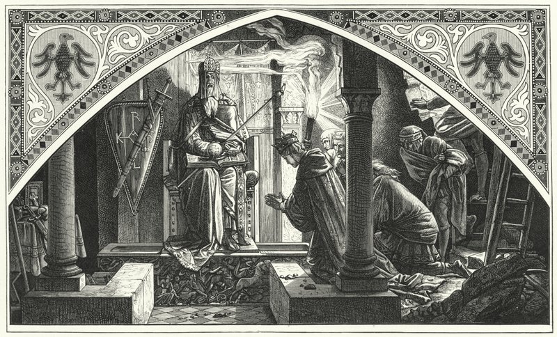 Otto III no túmulo de Carlos Magno (gravura) de Alfred Rethel