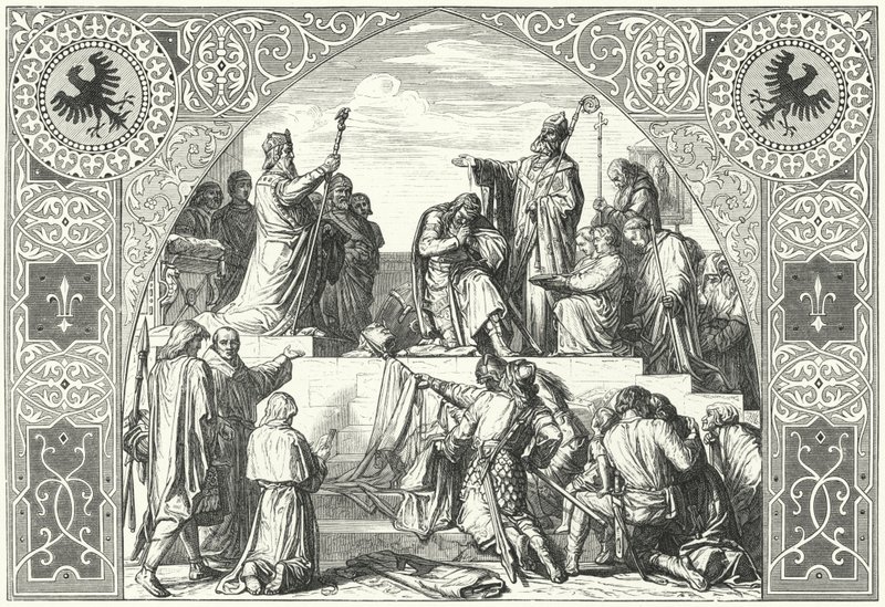 O batismo do chefe saxão Widukind, 785 (gravura) de Alfred Rethel