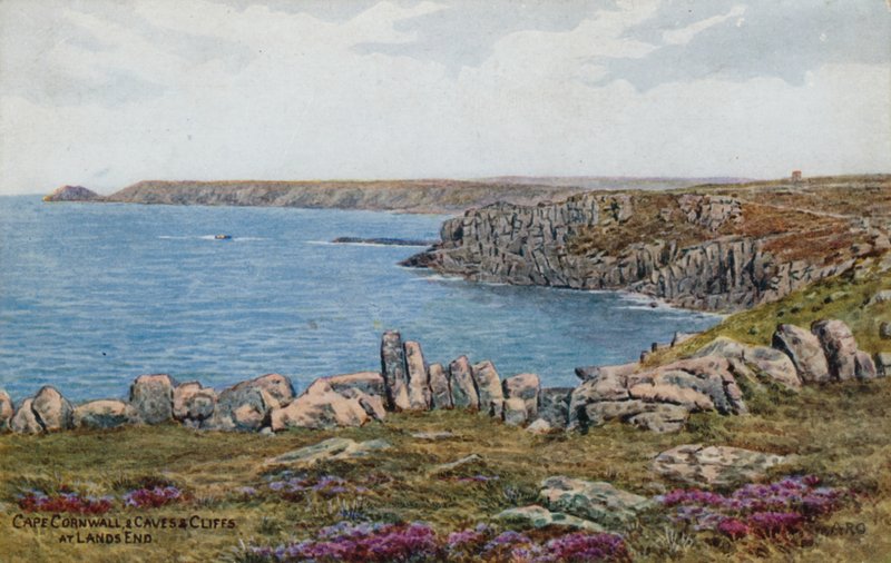 Cape Cornwall, e cavernas e penhascos, em Lands End de Alfred Robert Quinton