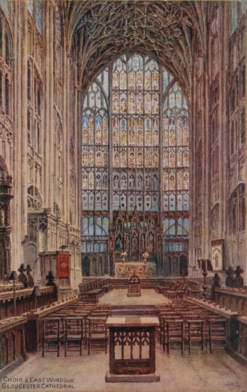Coro e janela do leste, catedral de Gloucester de Alfred Robert Quinton