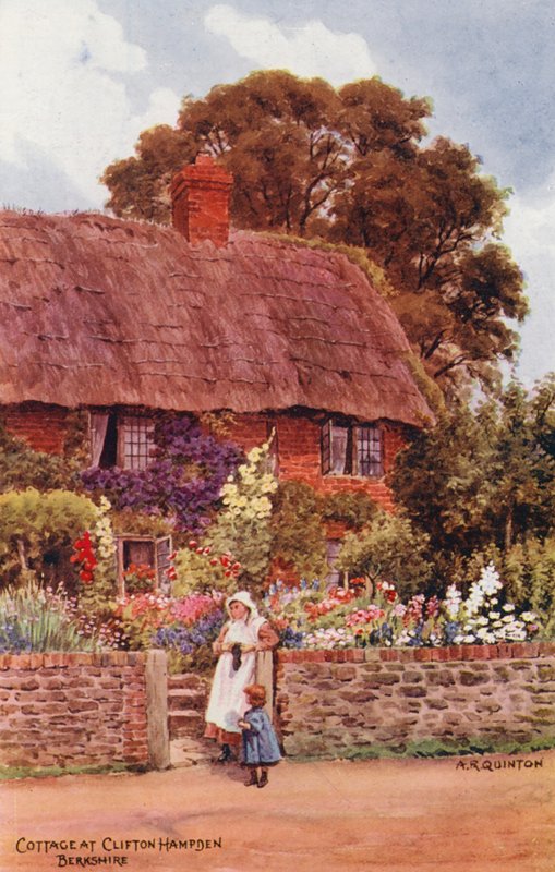 Casa de campo em Clifton Hampden (litografia a cores) de Alfred Robert Quinton