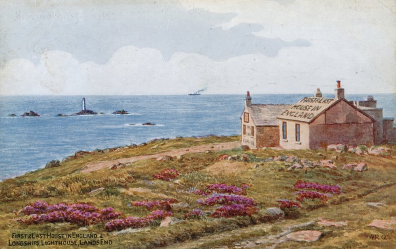 Primeira e Última Casa na Inglaterra e Longships Lighthouse, Lands End de Alfred Robert Quinton