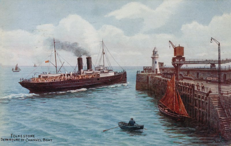 Folkestone, partida do barco do canal de Alfred Robert Quinton