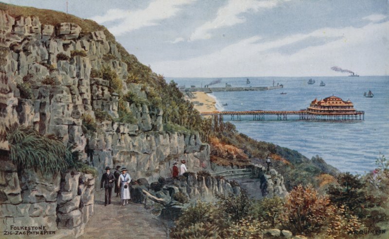 Folkestone, caminho de ziguezague e cais de Alfred Robert Quinton