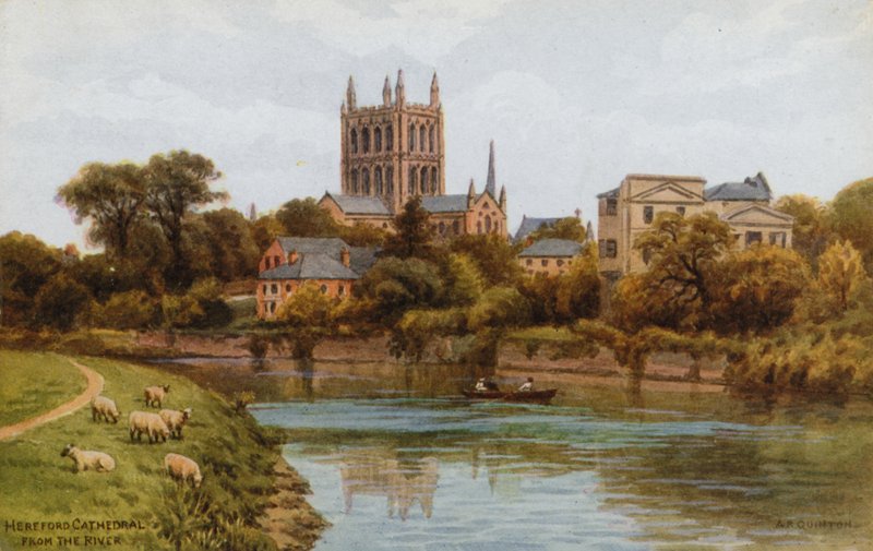 Catedral de Hereford, do rio de Alfred Robert Quinton