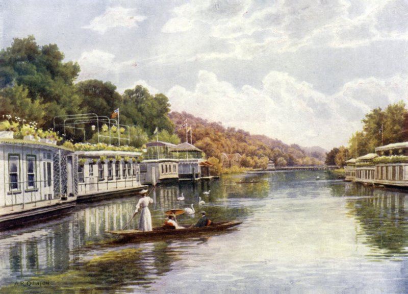 Casas flutuantes em Henley Backwater de Alfred Robert Quinton
