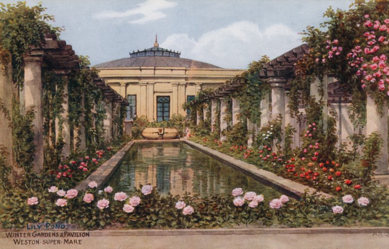 Lily Pond, jardins de inverno e pavilhão, Weston Super Mare de Alfred Robert Quinton