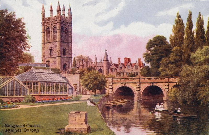 Oxford: Magdalen College e Bridge (litografia a cores) de Alfred Robert Quinton