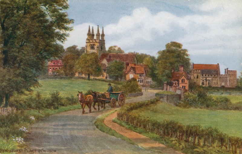 Penhurst Place e Igreja (cor litho) de Alfred Robert Quinton
