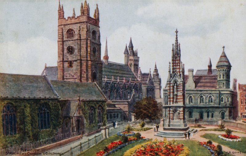 Plymouth, Igreja de St. Andrews e Guildhali de Alfred Robert Quinton