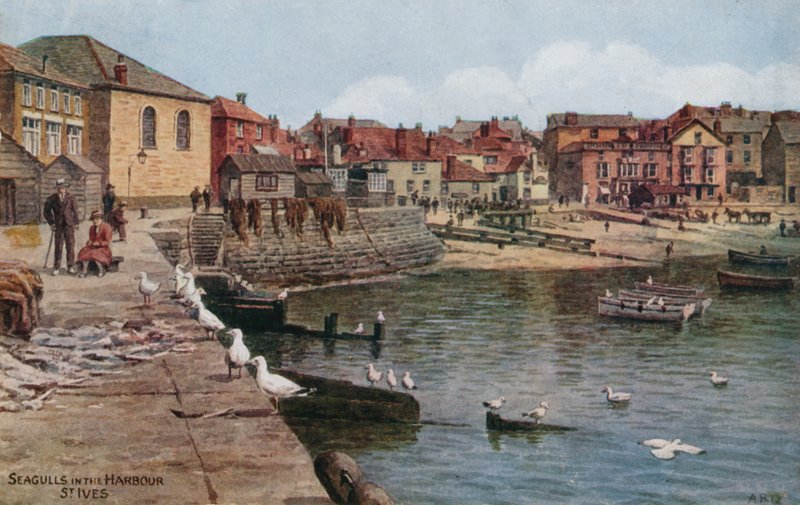 Gaivotas no porto, St Ives, Cornwall de Alfred Robert Quinton