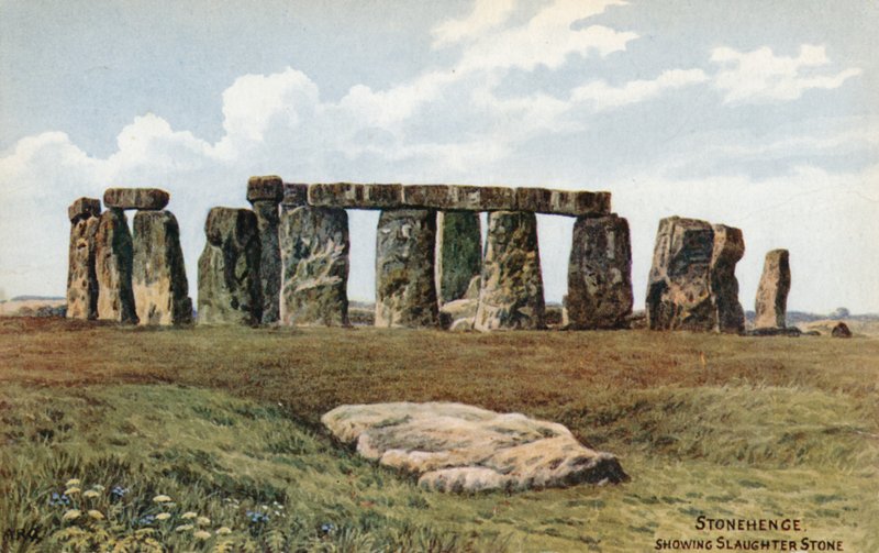 Stonehenge, mostrando Slaughter Stone de Alfred Robert Quinton