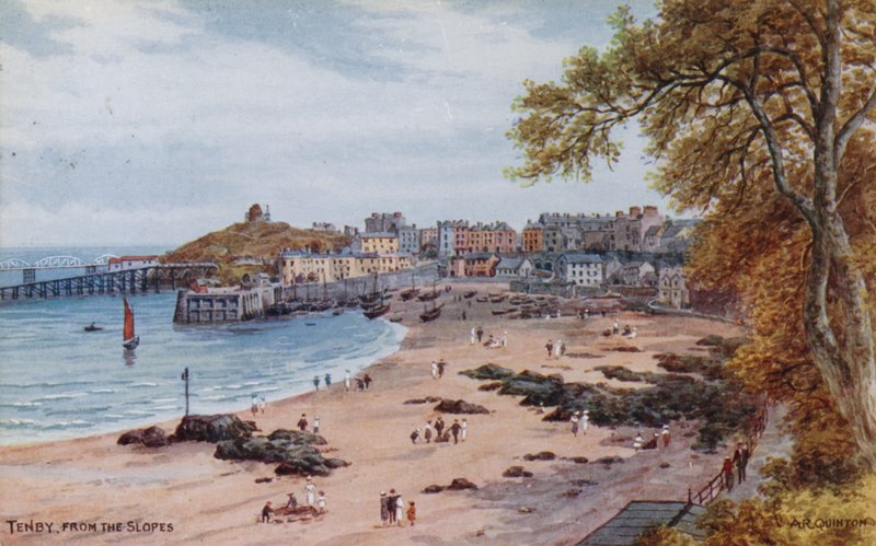 Tenby, From The Slopes (cor litho) de Alfred Robert Quinton