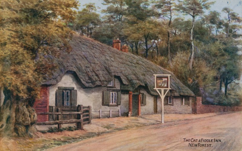 O gato e o violino Inn, New Forest de Alfred Robert Quinton