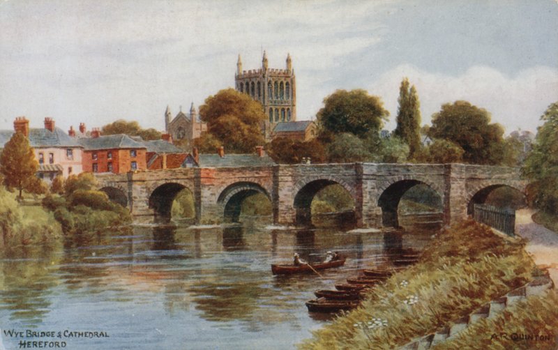 Ponte Wye e Cathederal, Hereford de Alfred Robert Quinton