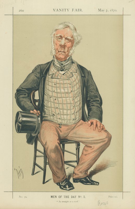Almirante Rous, Tão direto quanto um junco, 7 de maio de 1870, desenho animado da Vanity Fair de Alfred Thompson