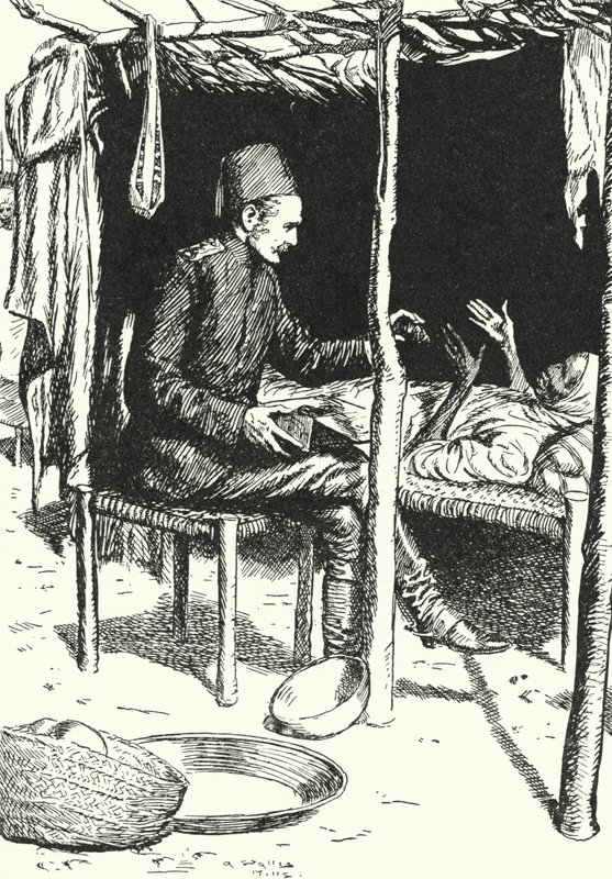 General Charles George Gordon cuidando de uma velha sudanesa que está morrendo de Alfred Wallis Mills