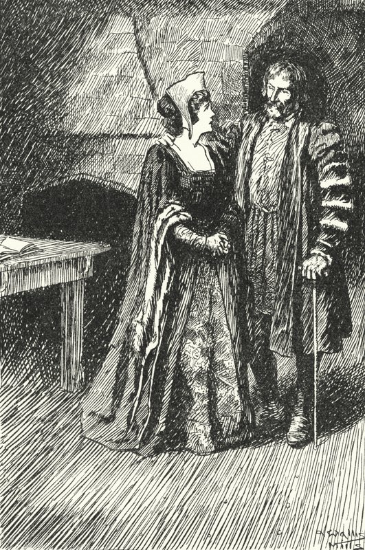 Margaret Roper, filha mais velha de Sir Thomas More, visitando seu pai na prisão, 1535 de Alfred Wallis Mills