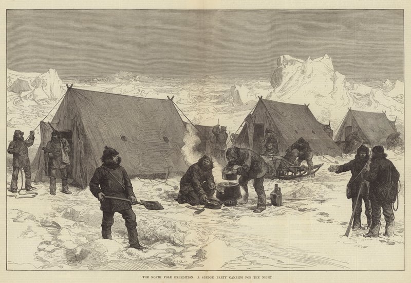 A Expedição do Polo Norte, um Sledge Party acampando pela noite de Alfred William Hunt