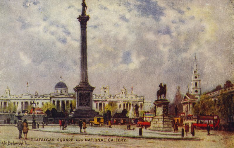 Trafalgar Square e a National Gallery de Alfred de Breanski