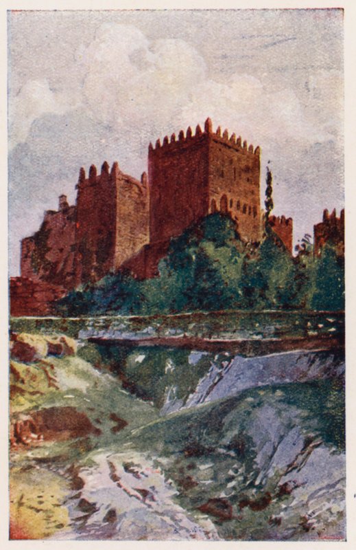 Castelo de Guimarães, Portugal (litografia a cores) de Alfredo Roque Gameiro