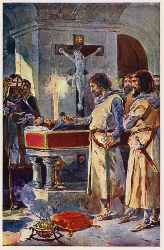 Martim de Freitas in Toledo (colour litho) de Alfredo Roque Gameiro