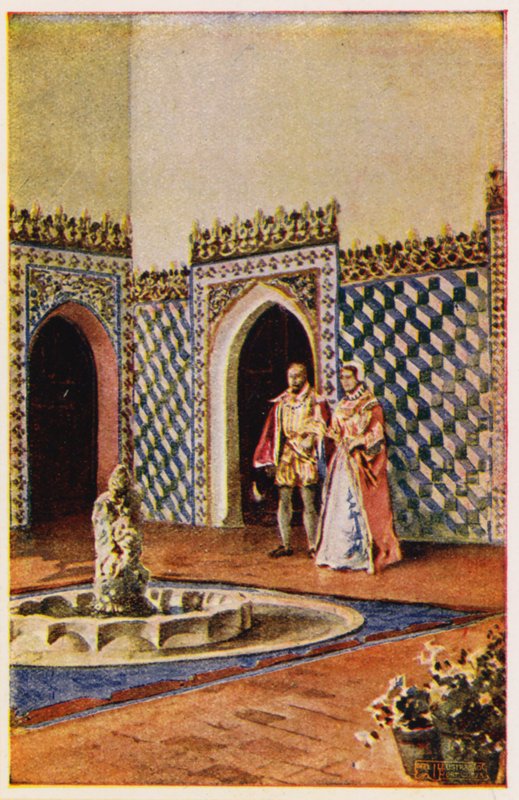 Arquitetura mourisca no Palácio de Sintra, Portugal (litografia a cores) de Alfredo Roque Gameiro