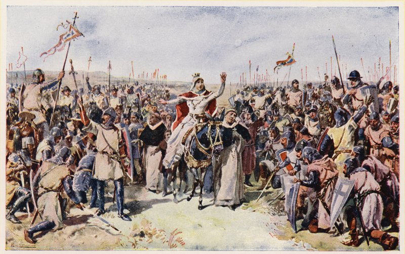 Rainha Santa Isabel de Portugal na Batalha de Alvalade de Alfredo Roque Gameiro
