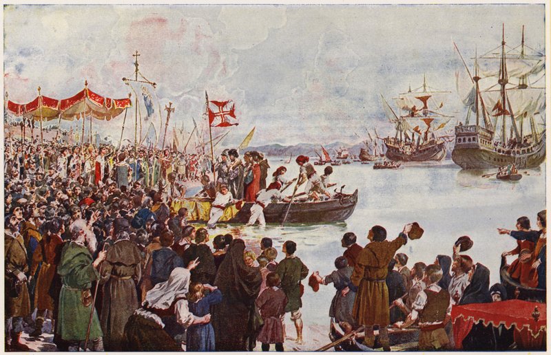 Vasco da Gama departing for India de Alfredo Roque Gameiro