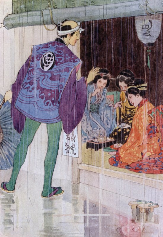 Ilustração para A História de O Mikado (cor litho) de Alice Bolingbroke (after) Woodward