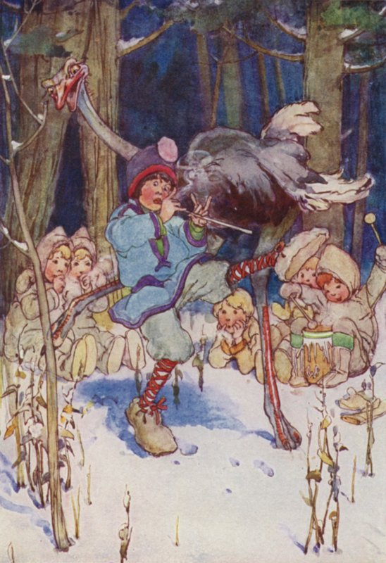 Dançava ligeiramente alegremente com uma Avestruz (cor litho) de Alice Bolingbroke (after) Woodward