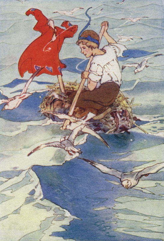 Espalhando o seu casaco ao vento, ele navegou alegremente (cor litho) de Alice Bolingbroke (after) Woodward