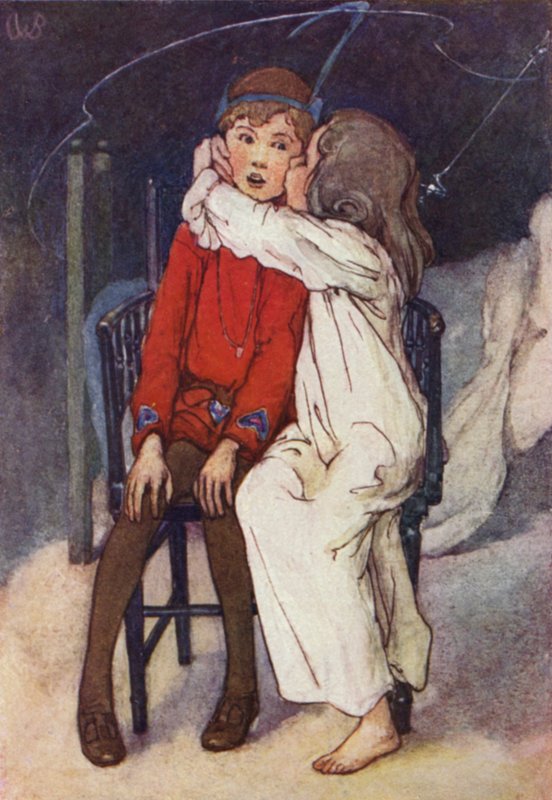 Wendy beijou gentilmente a sua bochecha (cor litho) de Alice Bolingbroke (after) Woodward