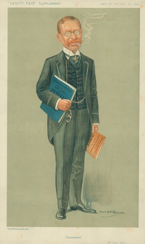 Sr. Lucien Wolf, Diplomaticus, 20 de dezembro de 1911, desenho animado da Vanity Fair de Alick P. F. Ritchie
