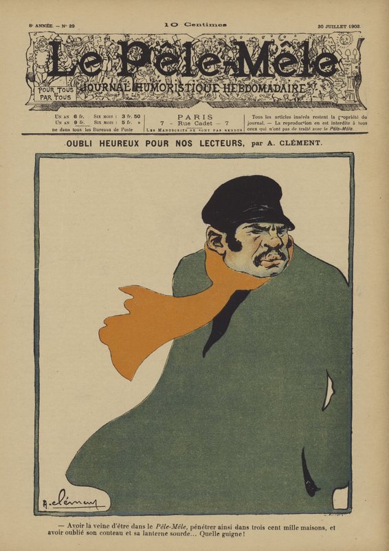 Esquecido feliz por nossos leitores. Ilustração para o Pelé-Mele, 1902 de Aline Clement