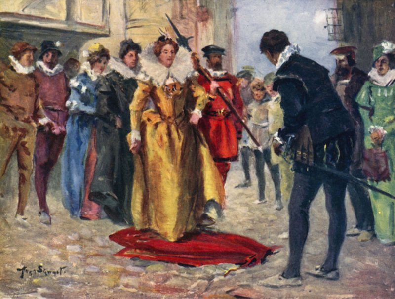 Raleigh Tirou o seu Manto Gay e Colocou-o através do Miry Patch (cor litho) de Allan (after) Stewart